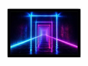 Neon tunnel hallway canvas art for modern living room decor