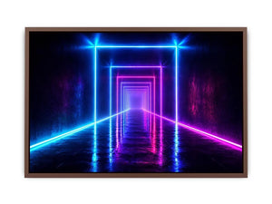 Neon tunnel hallway canvas art for modern living room decor