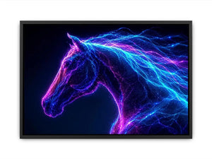Neon unicorn portrait canvas art for modern living room decor