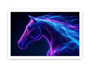 Neon unicorn portrait canvas art for modern living room decor