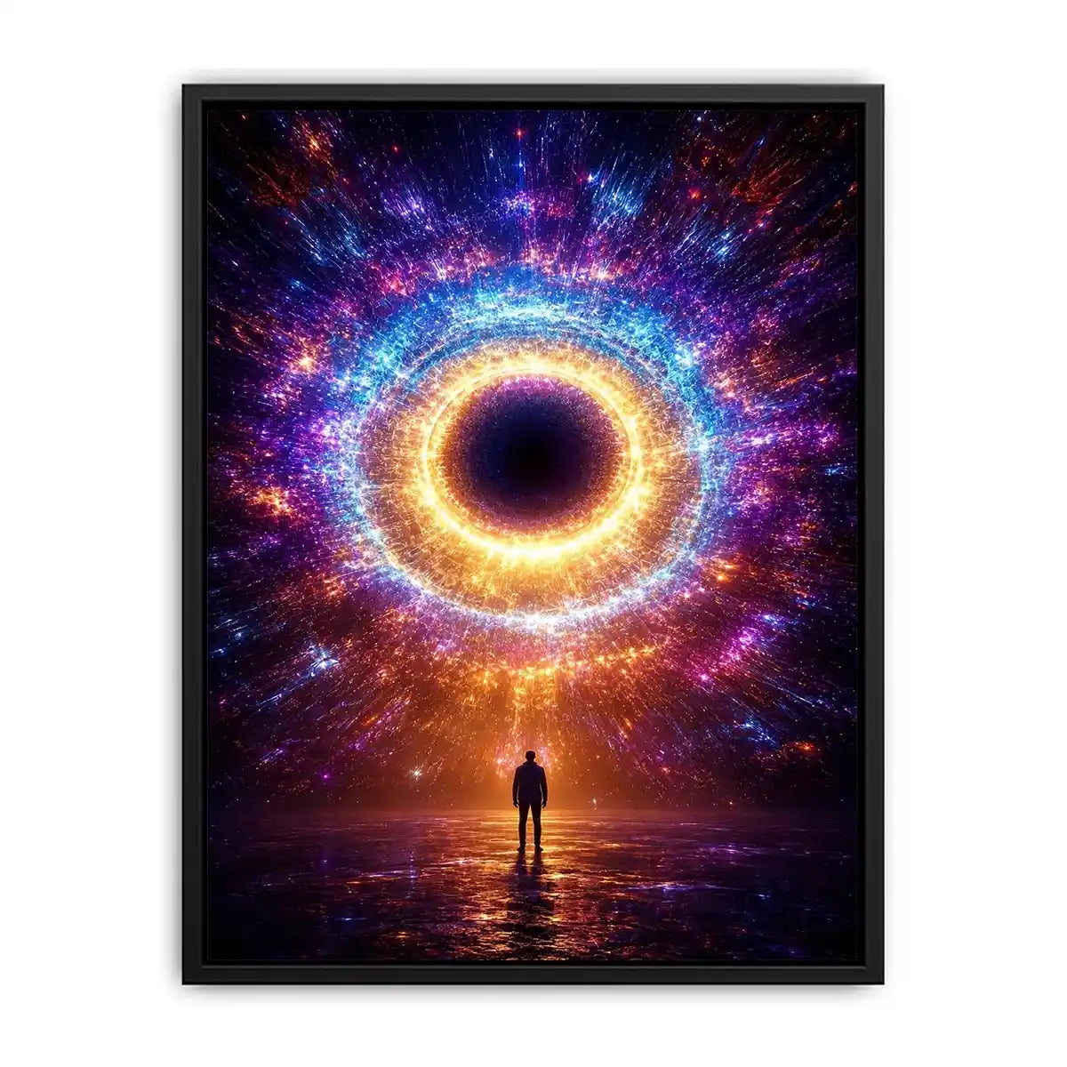 Surreal cosmic portal canvas art for modern living room and luxury office decor.