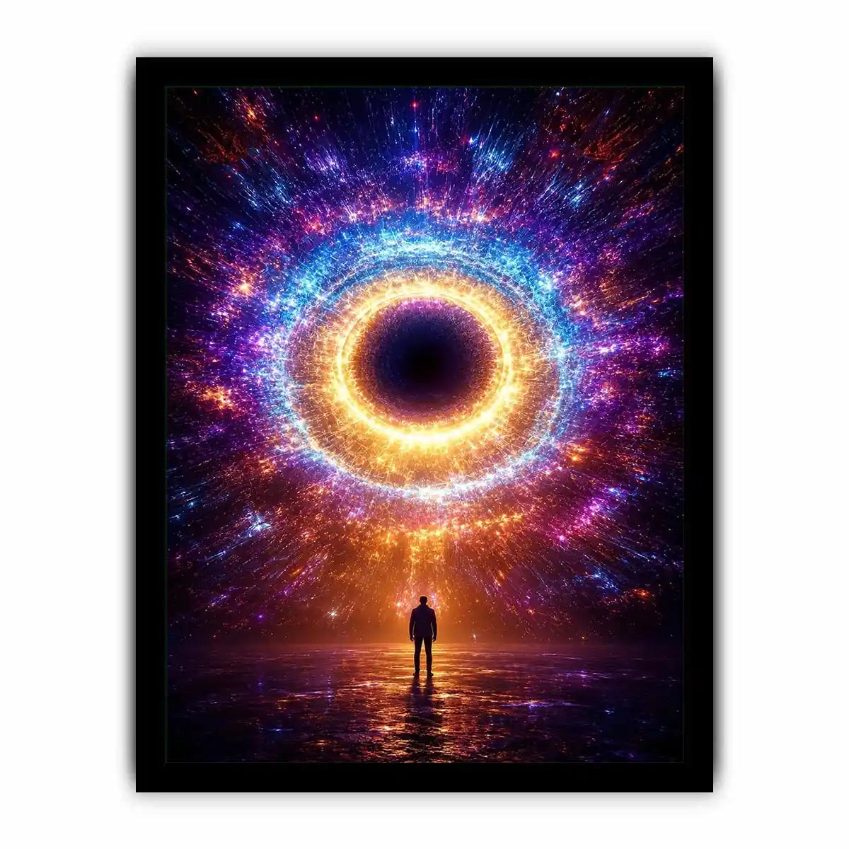 Surreal cosmic portal canvas art for modern living room and luxury office decor.