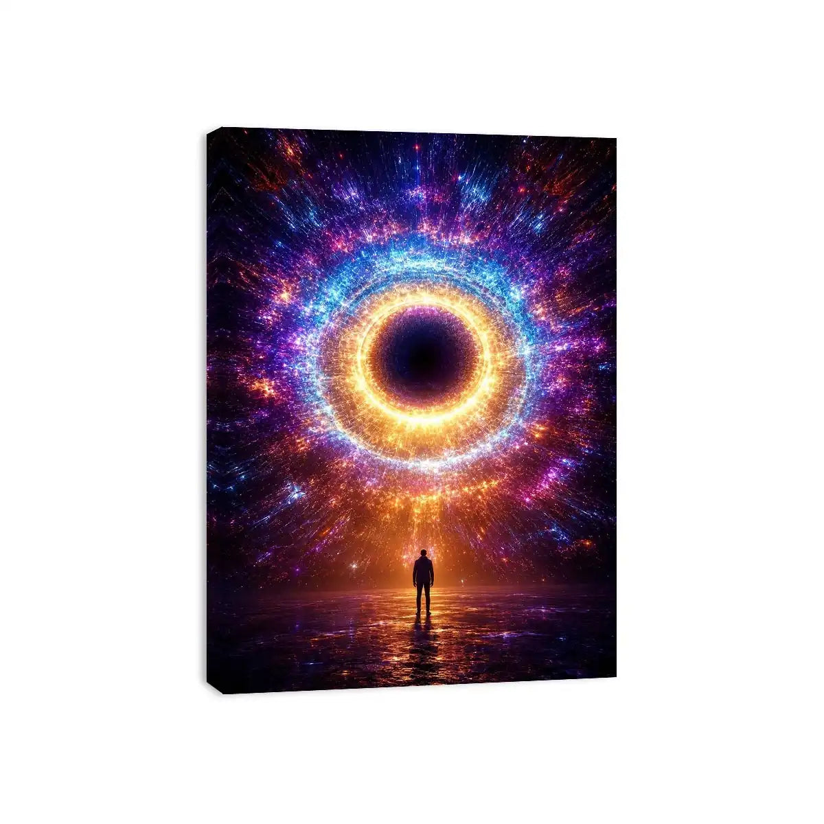 Surreal cosmic portal canvas art for modern living room and luxury office decor.