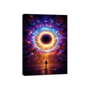Surreal cosmic portal canvas art for modern living room and luxury office decor.