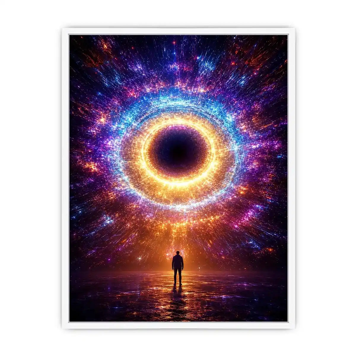 Surreal cosmic portal canvas art for modern living room and luxury office decor.