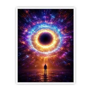Surreal cosmic portal canvas art for modern living room and luxury office decor.