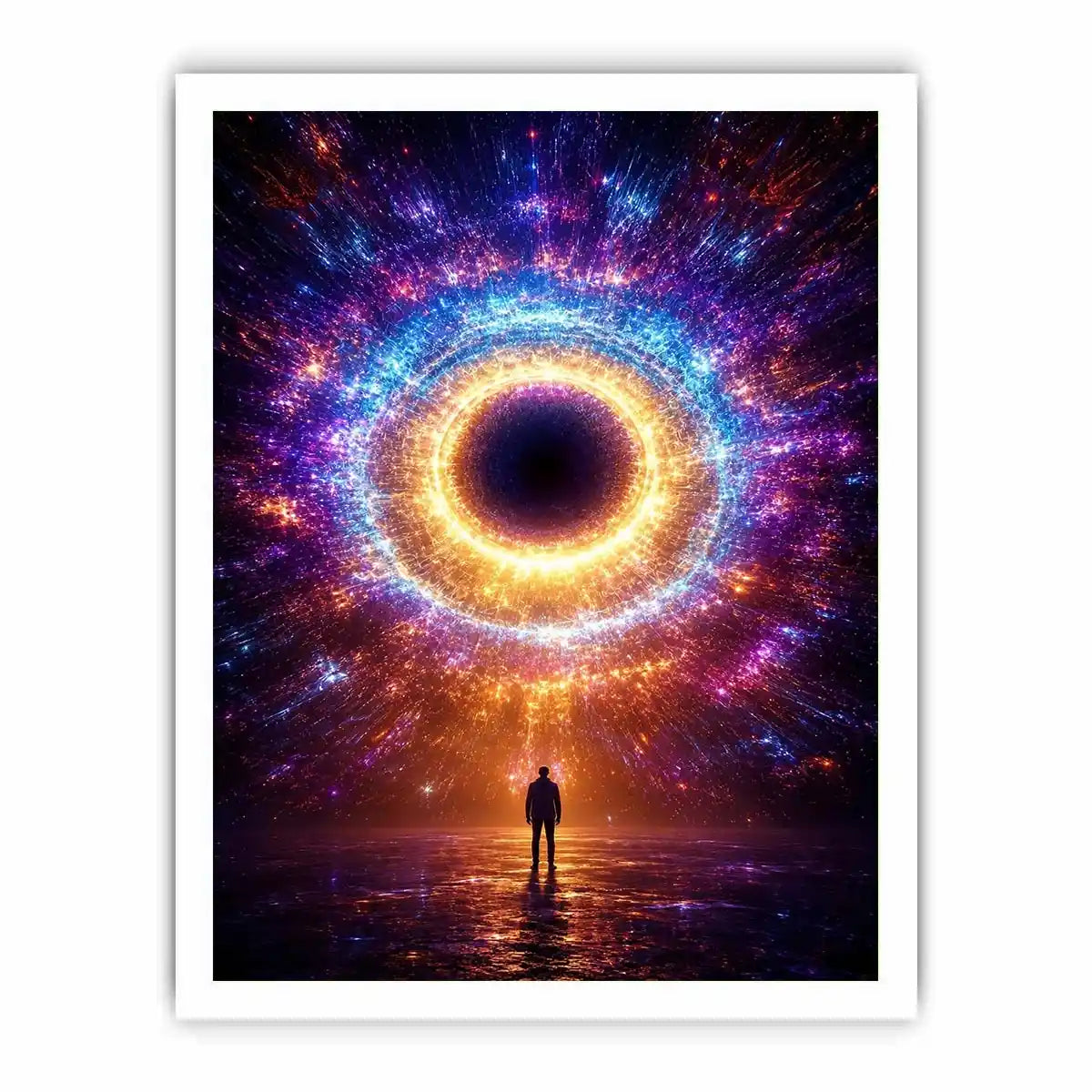 Surreal cosmic portal canvas art for modern living room and luxury office decor.