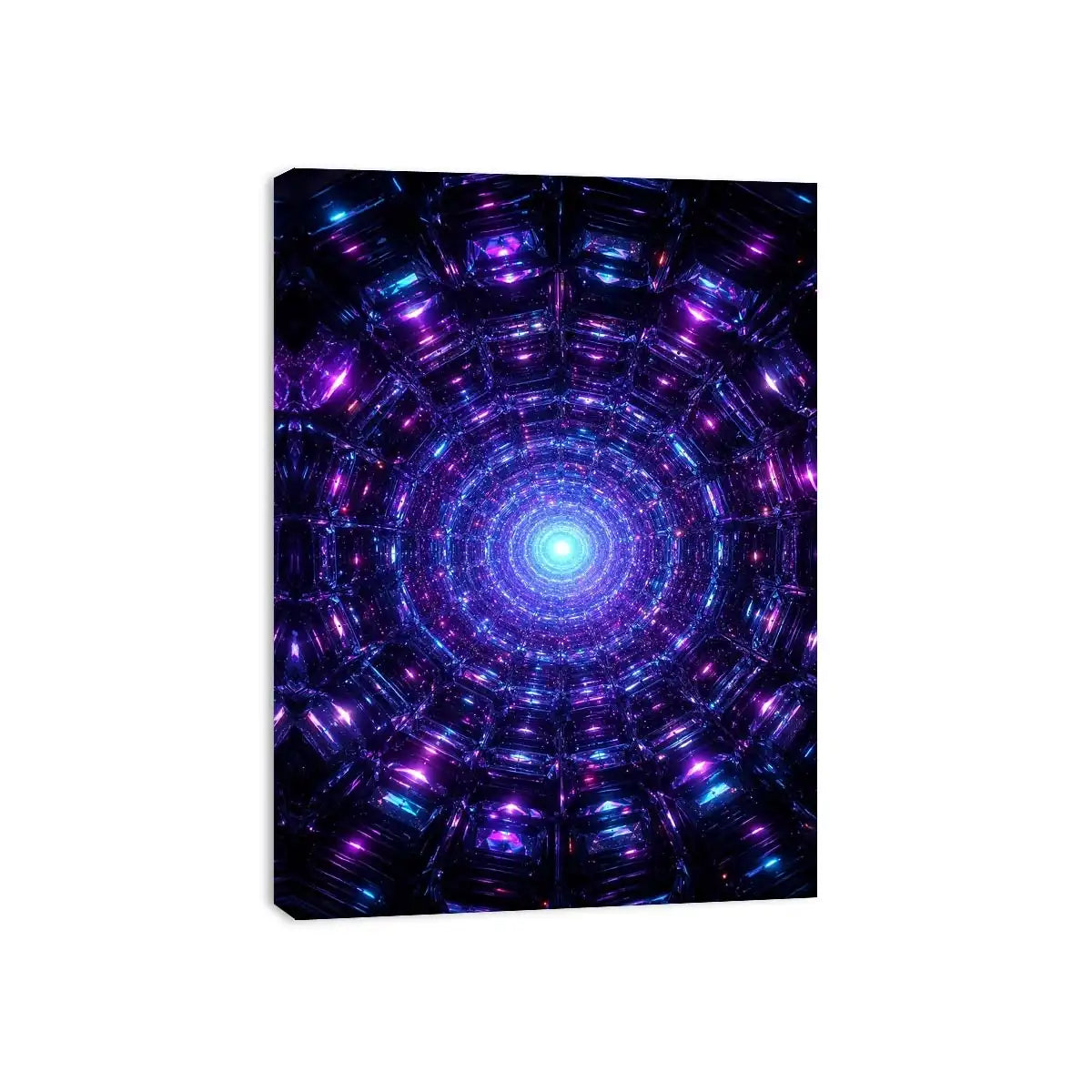 Futuristic neon tunnel canvas art for modern gaming room and luxury office decor.