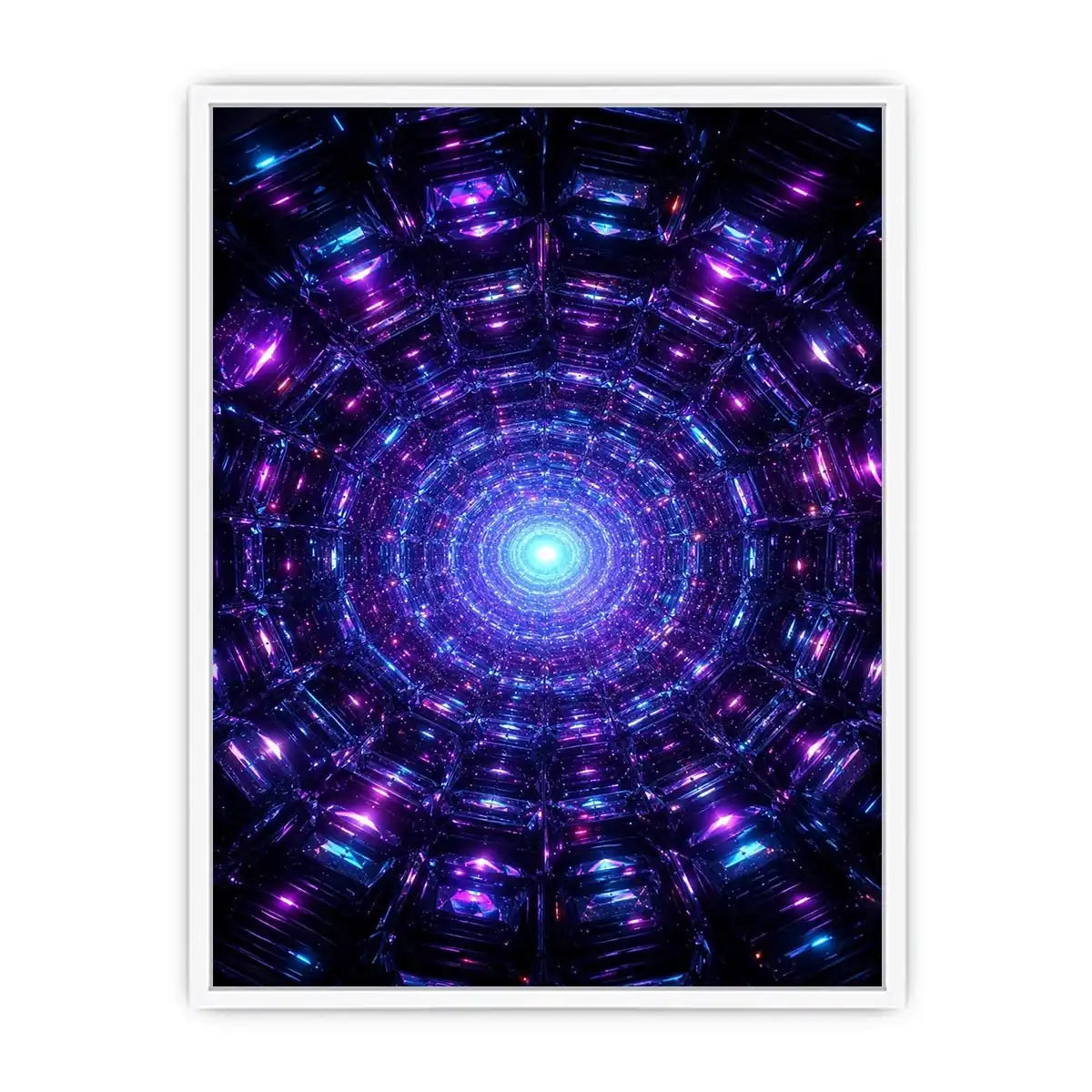 Futuristic neon tunnel canvas art for modern gaming room and luxury office decor.