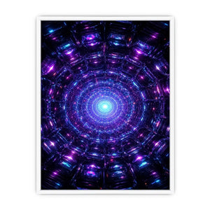 Futuristic neon tunnel canvas art for modern gaming room and luxury office decor.