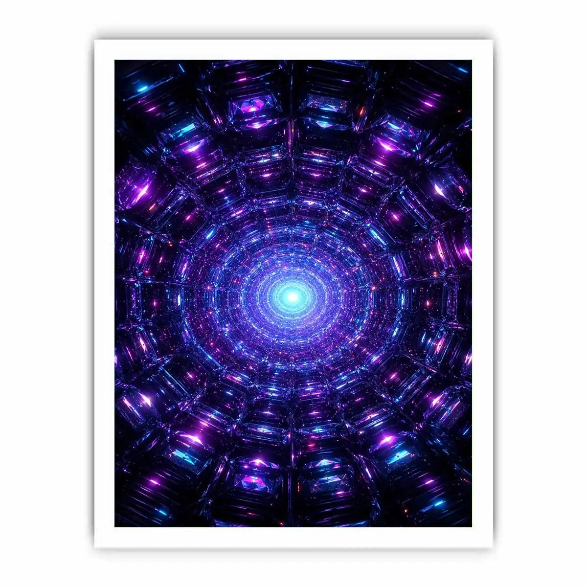 Futuristic neon tunnel canvas art for modern gaming room and luxury office decor.
