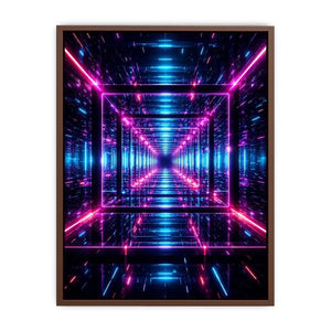 Futuristic neon geometric canvas art for gaming room and modern office decor.