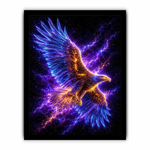 Futuristic glowing eagle canvas art for modern office and luxury living room decor.