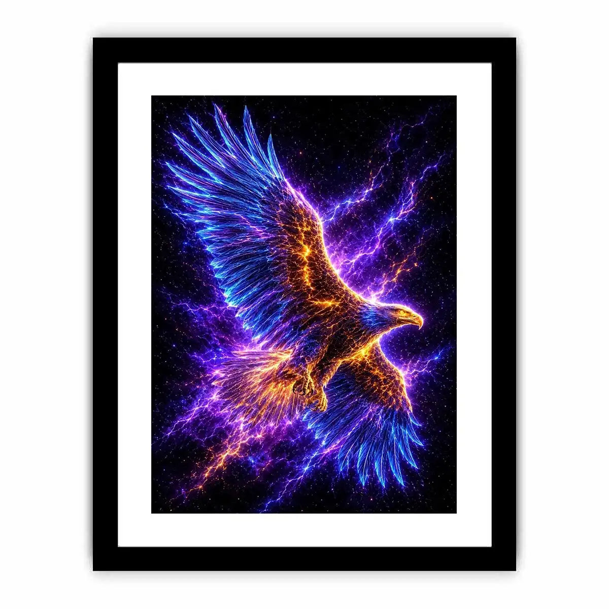 Futuristic glowing eagle canvas art for modern office and luxury living room decor.