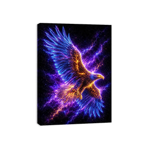 Futuristic glowing eagle canvas art for modern office and luxury living room decor.