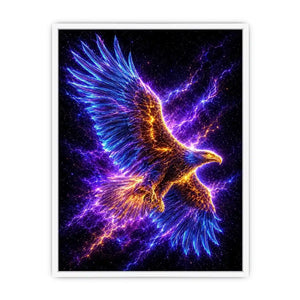 Futuristic glowing eagle canvas art for modern office and luxury living room decor.