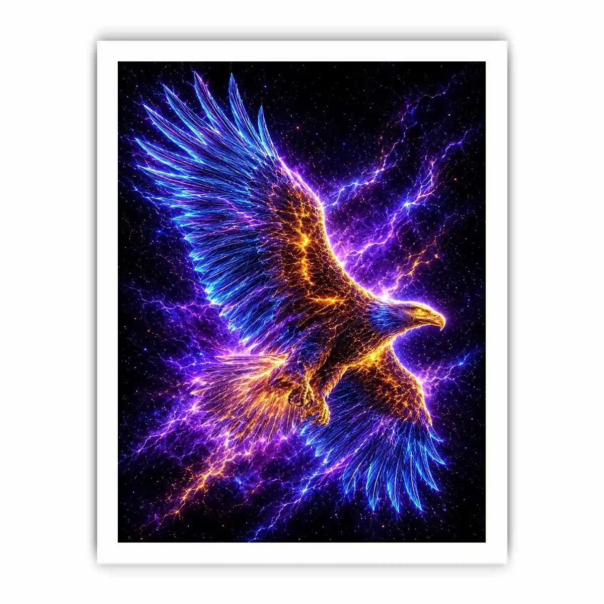 Futuristic glowing eagle canvas art for modern office and luxury living room decor.
