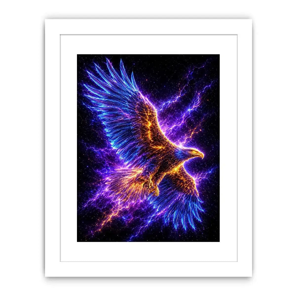 Futuristic glowing eagle canvas art for modern office and luxury living room decor.