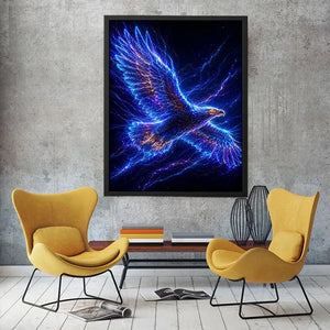 Futuristic glowing eagle canvas art for modern office and luxury living room decor.
