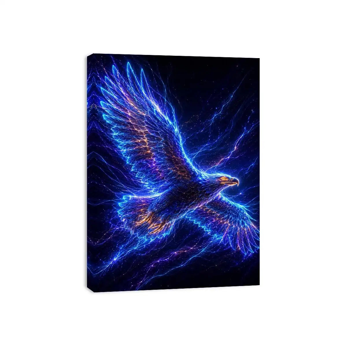 Futuristic glowing eagle canvas art for modern office and luxury living room decor.