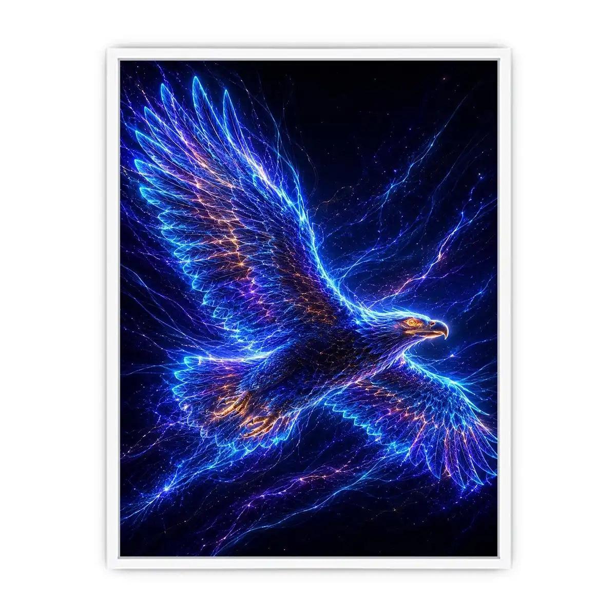 Futuristic glowing eagle canvas art for modern office and luxury living room decor.