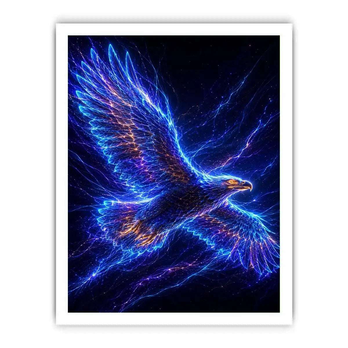 Futuristic glowing eagle canvas art for modern office and luxury living room decor.