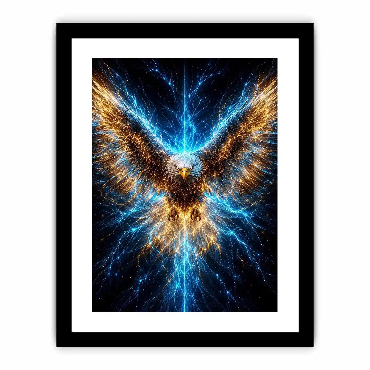 Powerful glowing eagle canvas art for modern office and luxury living room decor.
