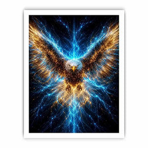 Powerful glowing eagle canvas art for modern office and luxury living room decor.
