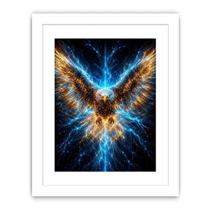 Powerful glowing eagle canvas art for modern office and luxury living room decor.