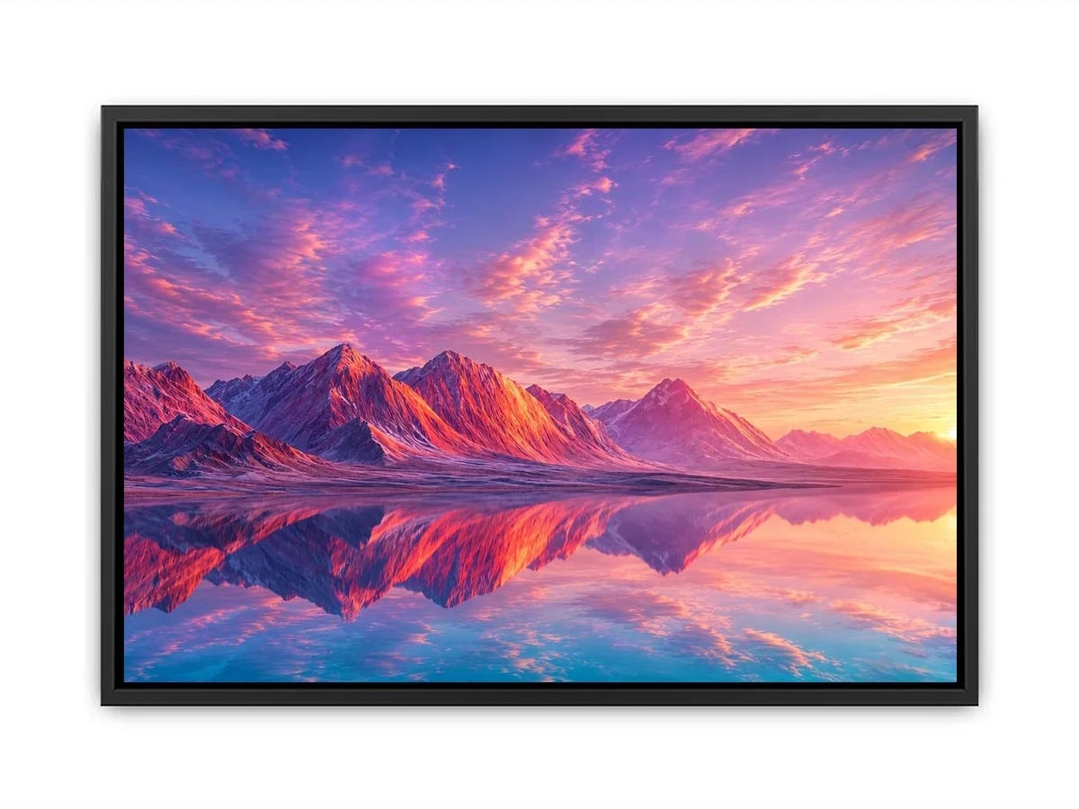 Pastel mountain landscape canvas art for modern bedroom and minimalist living room decor.