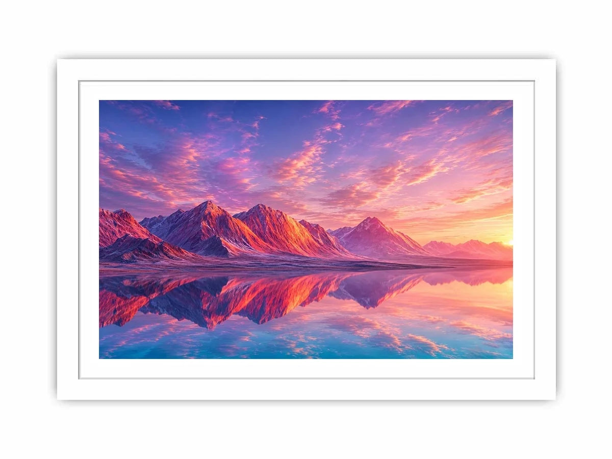 Pastel mountain landscape canvas art for modern bedroom and minimalist living room decor.