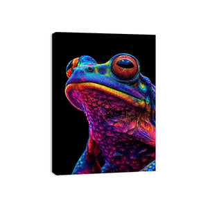 Neon Bloom Frog canvas art for modern luxury decor.