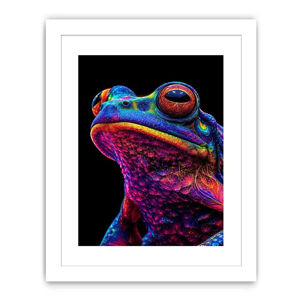 Neon Bloom Frog canvas art for modern luxury decor.