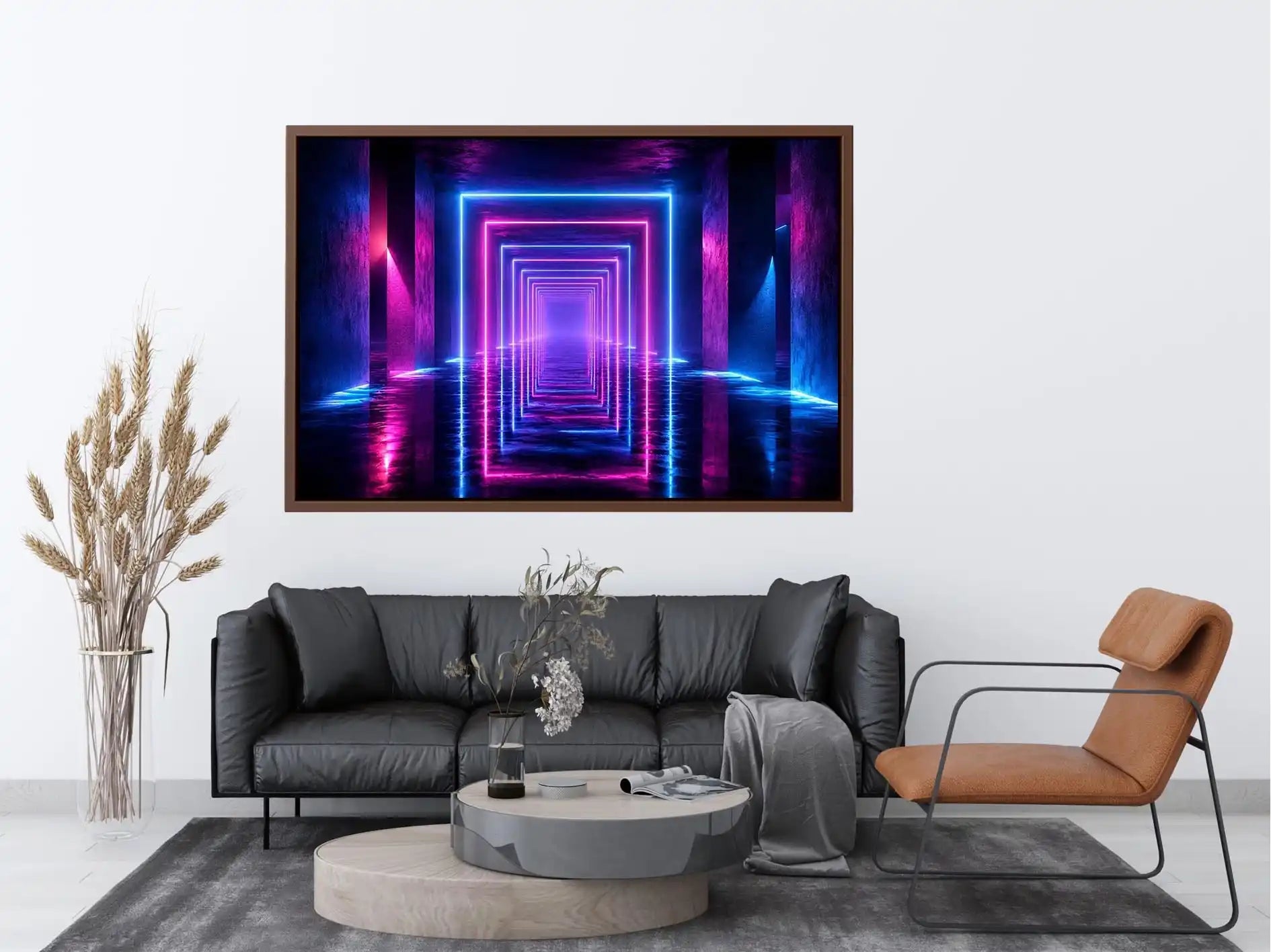 Infinite Neon canvas art for modern luxury decor.