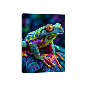 Colorful psychedelic frog artwork canvas art for elegant living room decor