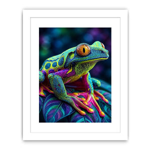 Colorful psychedelic frog artwork canvas art for elegant living room decor