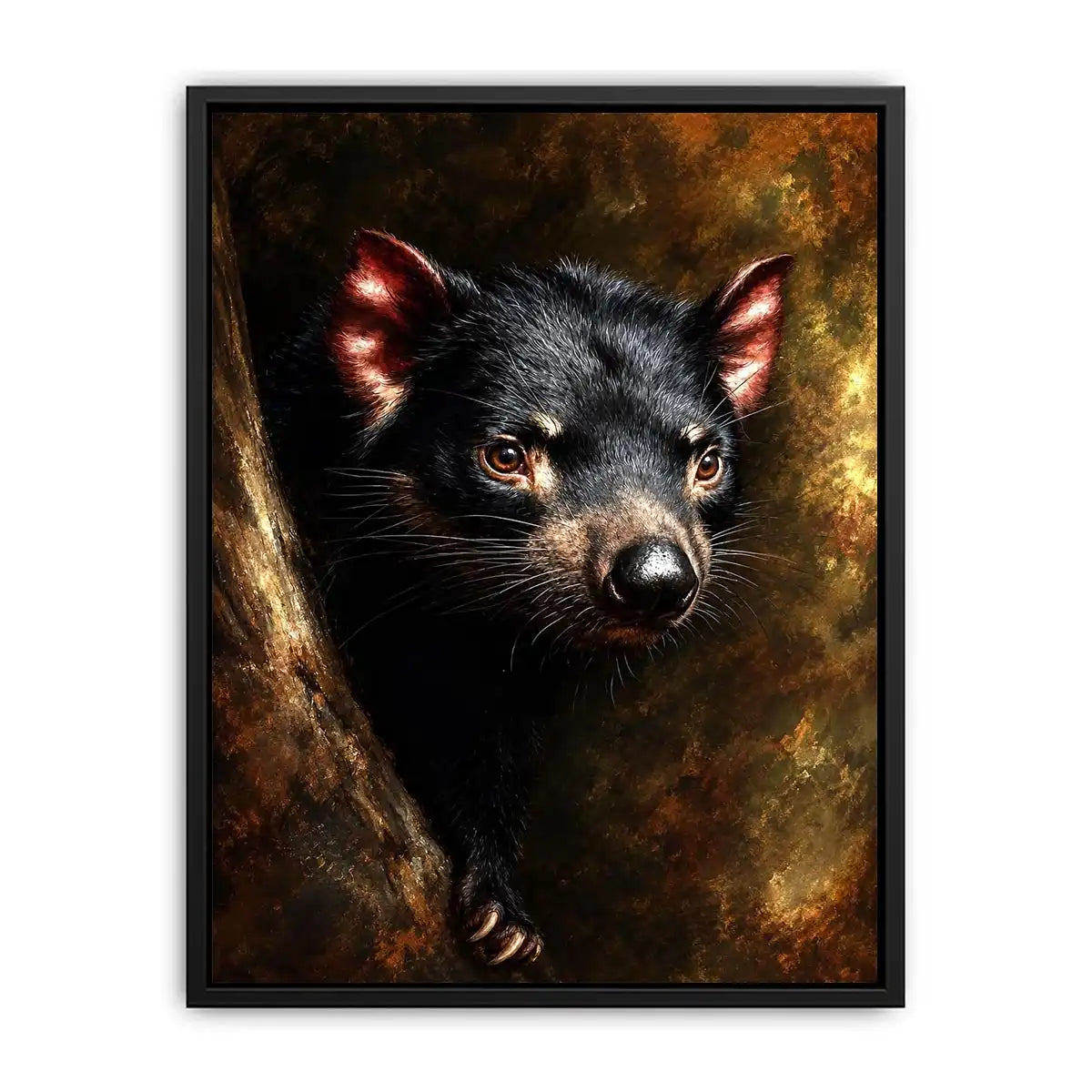 Tasmanian devil portrait canvas art for refined nature inspired office decor.