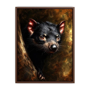 Tasmanian devil portrait canvas art for refined nature inspired office decor.