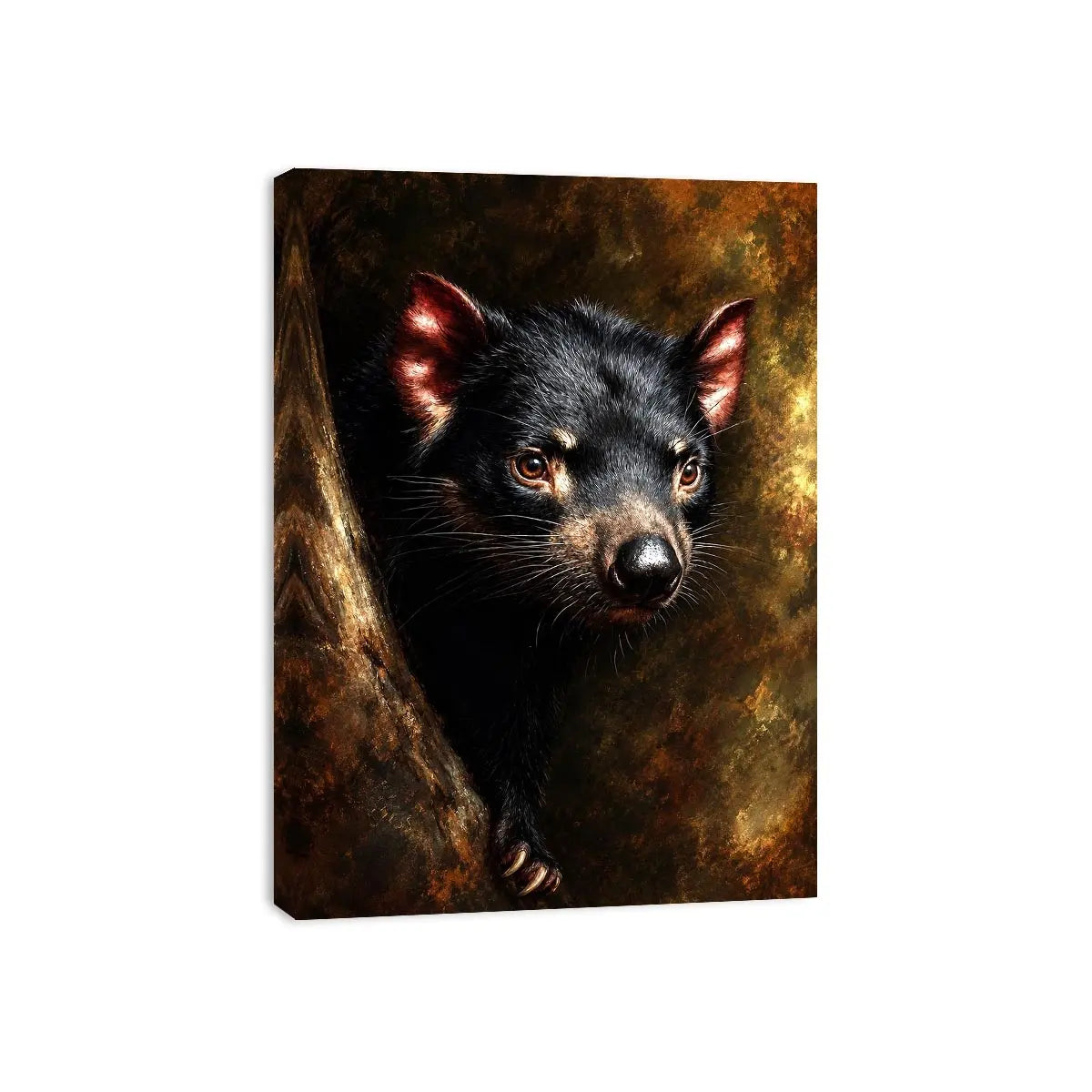 Tasmanian devil portrait canvas art for refined nature inspired office decor.