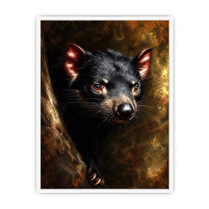 Tasmanian devil portrait canvas art for refined nature inspired office decor.