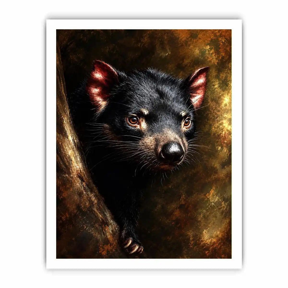 Tasmanian devil portrait canvas art for refined nature inspired office decor.