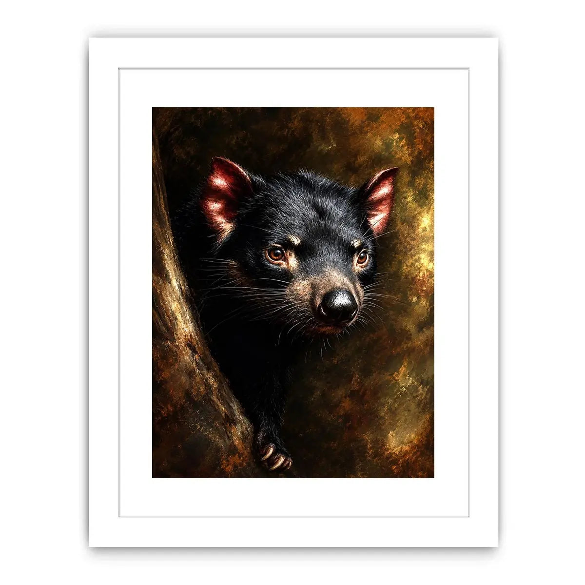 Tasmanian devil portrait canvas art for refined nature inspired office decor.