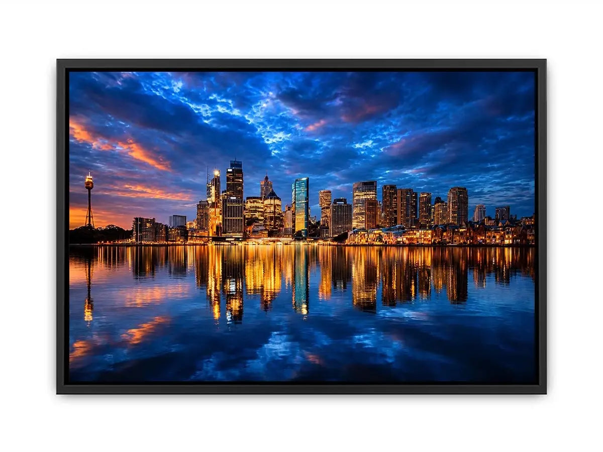 Sydney skyline photography canvas art for modern office or living room decor.