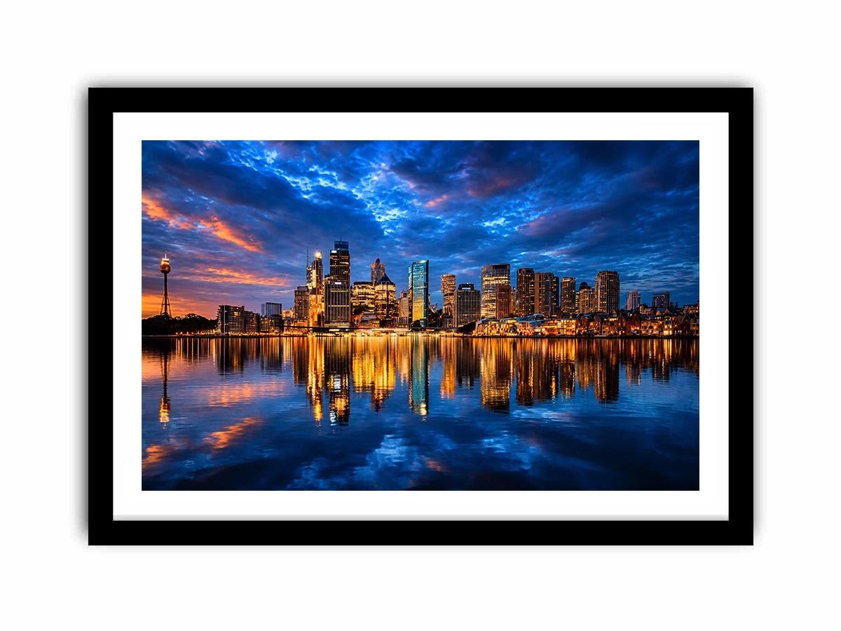 Sydney skyline photography canvas art for modern office or living room decor.