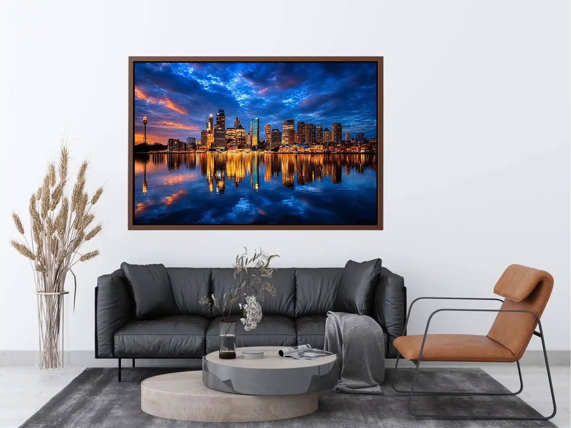 Sydney skyline photography canvas art for modern office or living room decor.