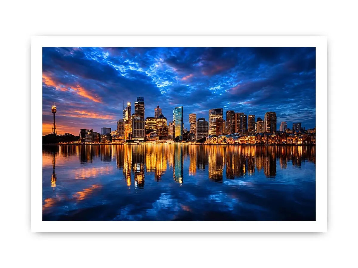 Sydney skyline photography canvas art for modern office or living room decor.