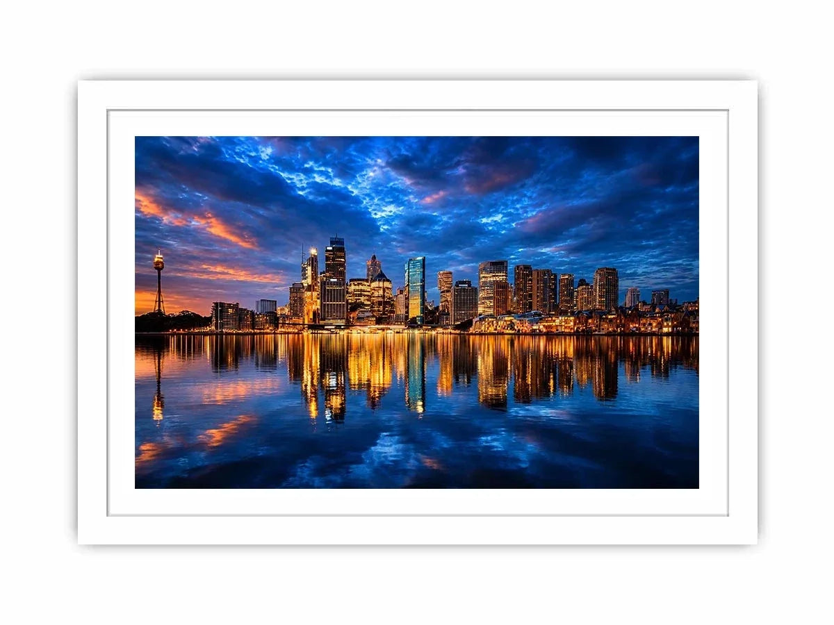 Sydney skyline photography canvas art for modern office or living room decor.