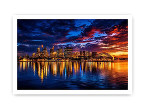 Sydney harbour skyline canvas art for dramatic modern living room decor.