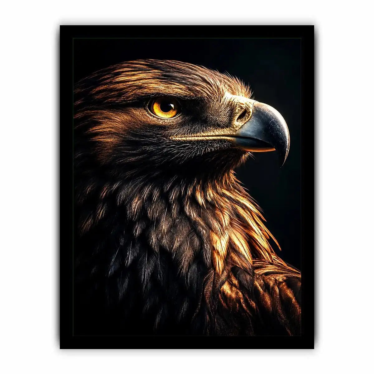 Eagle portrait canvas art with golden light for luxury office wall decor.