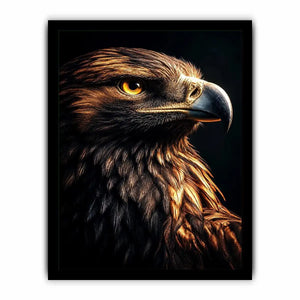 Eagle portrait canvas art with golden light for luxury office wall decor.